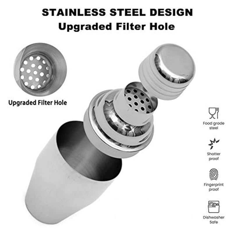 Delidge 12oz Cocktail Shaker Small Single Bar Shakers Bartending Stainless Steel Espresso Shaker for Martini Margarita Alcohol Liquor Drink Mixer - Image 3